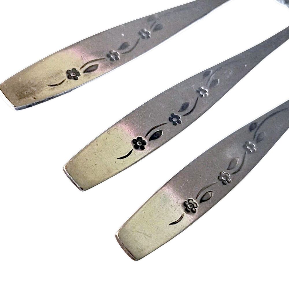 3 Oneida Northland Triana Dinner Forks 7 1/4" Stainless Burnished Floral Korea - Picture 2 of 7